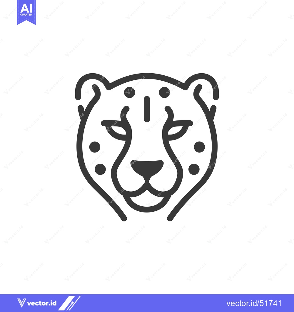 Premium Vector of Line Art Illustration of a Cheetah's Head