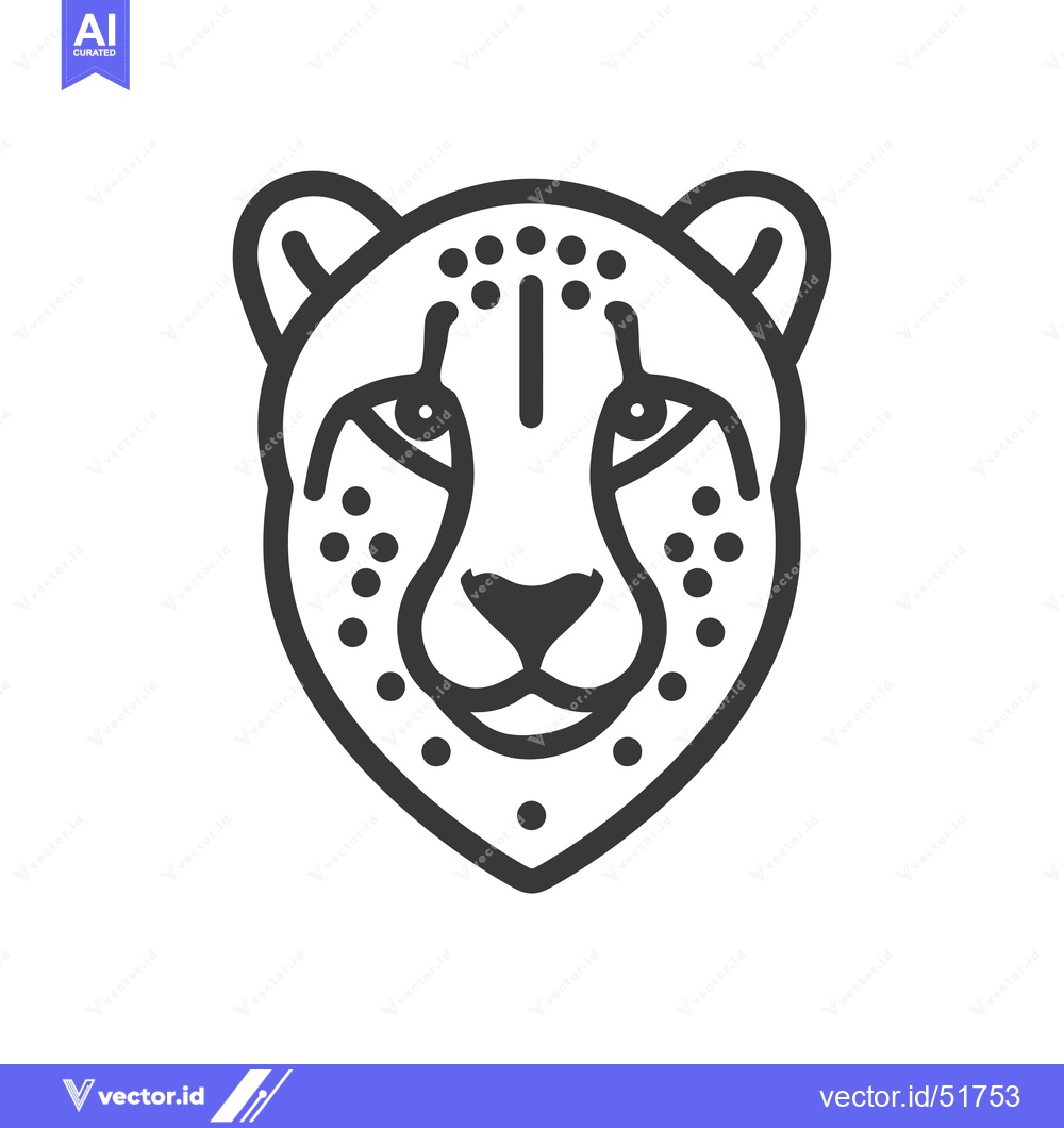 Premium Vector of Line Art Illustration of a Cheetah's Head
