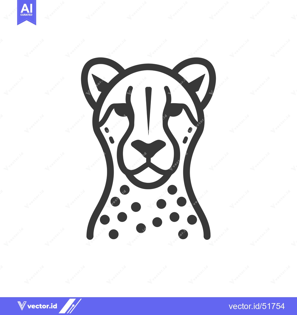 Premium Vector of Line Art Illustration of a Cheetah's Head