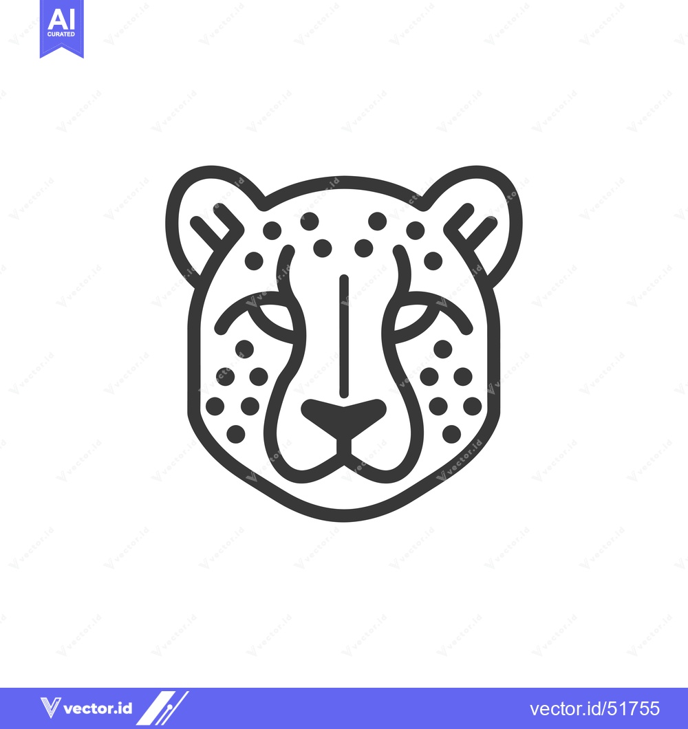 Premium Vector of Line Art Illustration of a Cheetah's Head