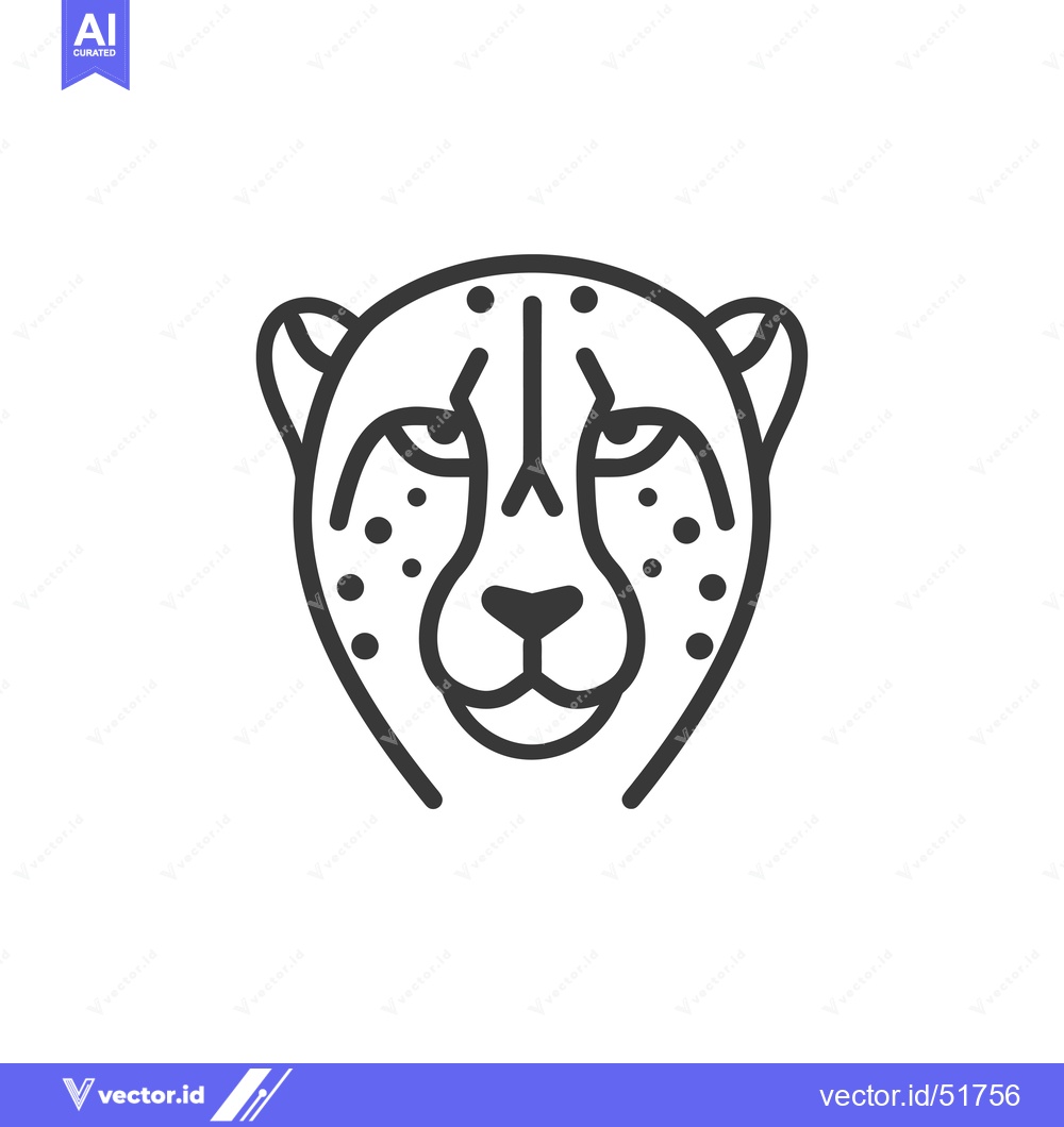 Premium Vector of Line art illustration of a cheetah's head