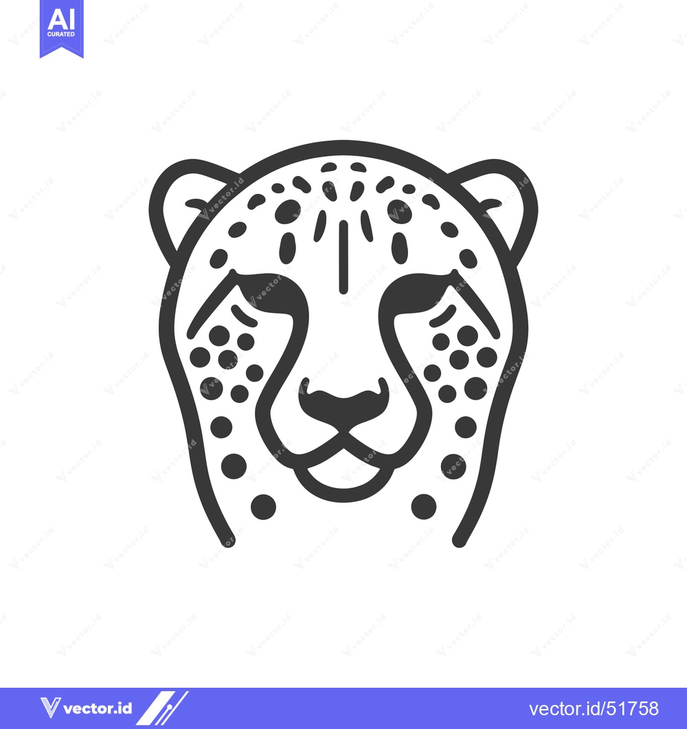Premium Vector of Line art illustration of a cheetah's head