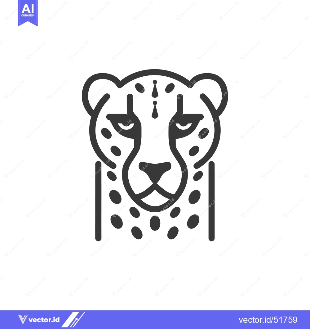 Premium Vector of Line art illustration of a cheetah's head