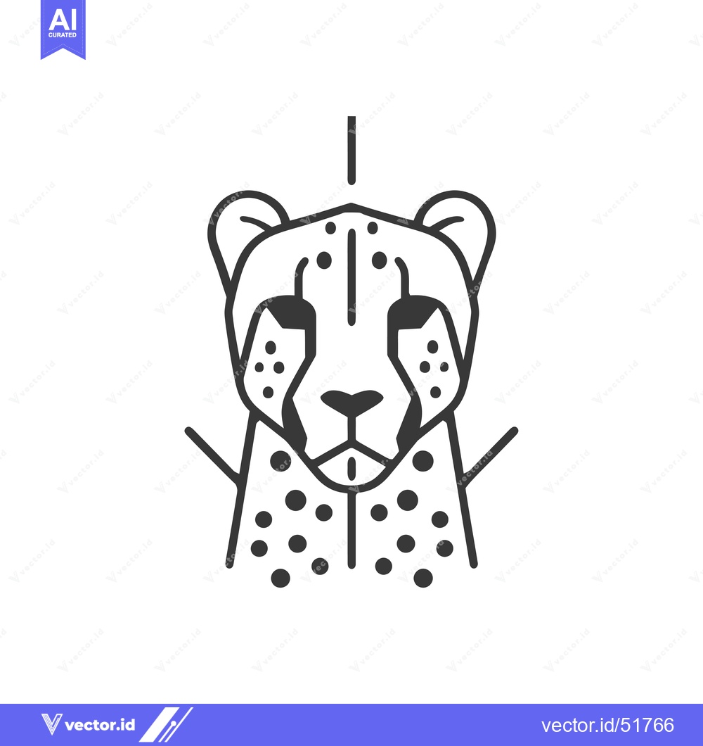 Premium Vector dari Line Art Illustration of a Cheetah's Head with Spots