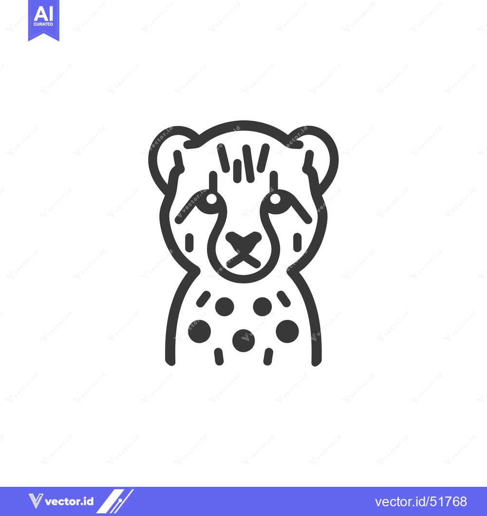 Premium Vector of Line Art Illustration of a Cheetah's Head with Spots