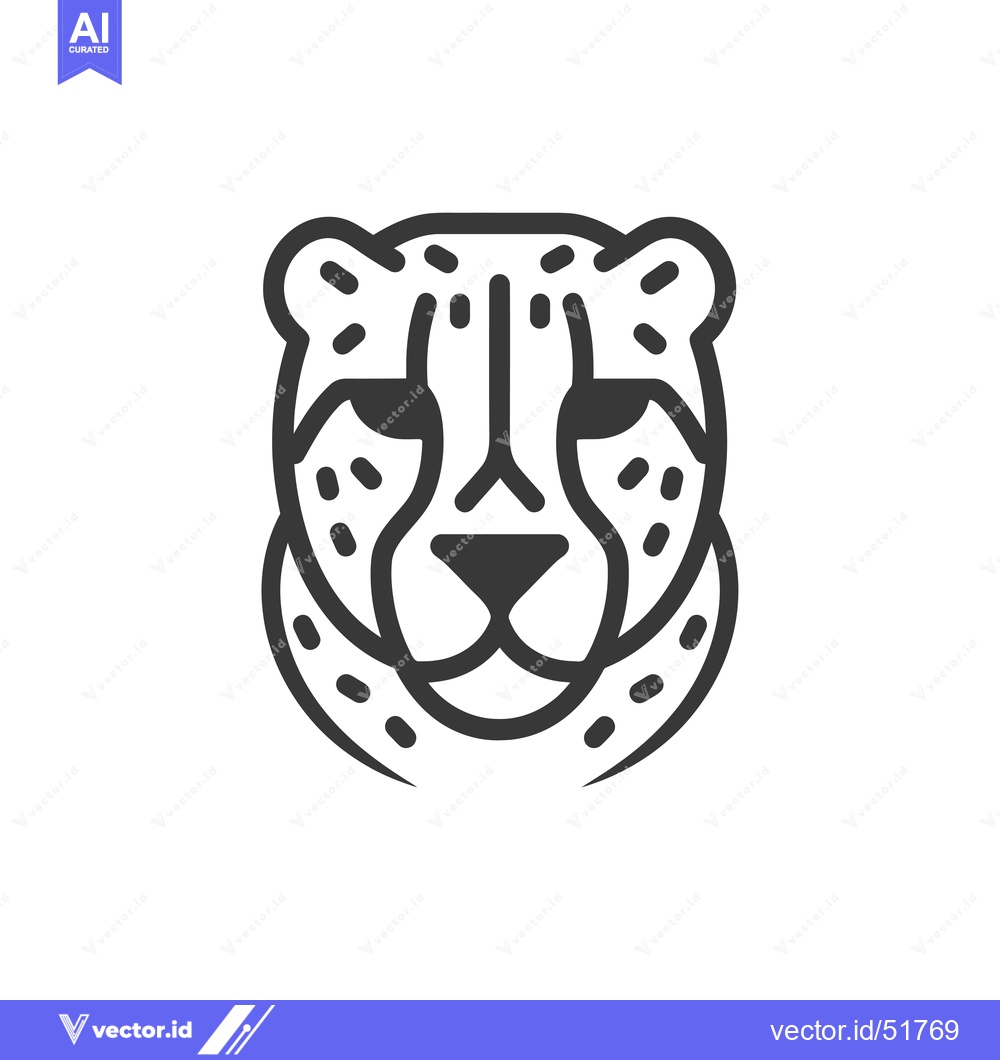 Premium Vector dari Line Art Illustration of a Cheetah's Head with Spots