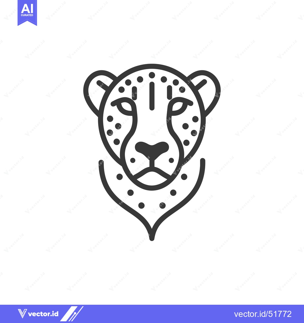 Premium Vector dari Line Art Illustration of a Cheetah's Head with Spots