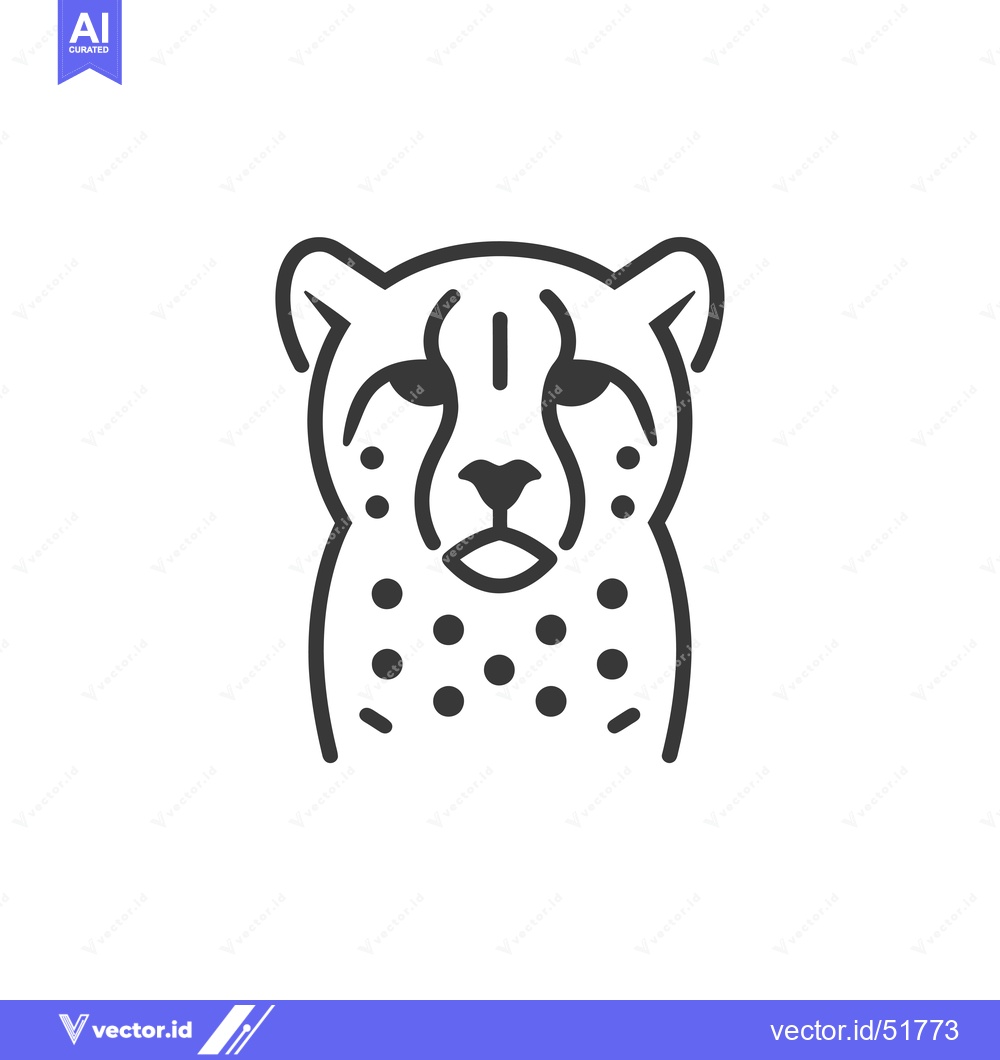 Premium Vector dari Line Art Illustration of a Cheetah's Head with Spots