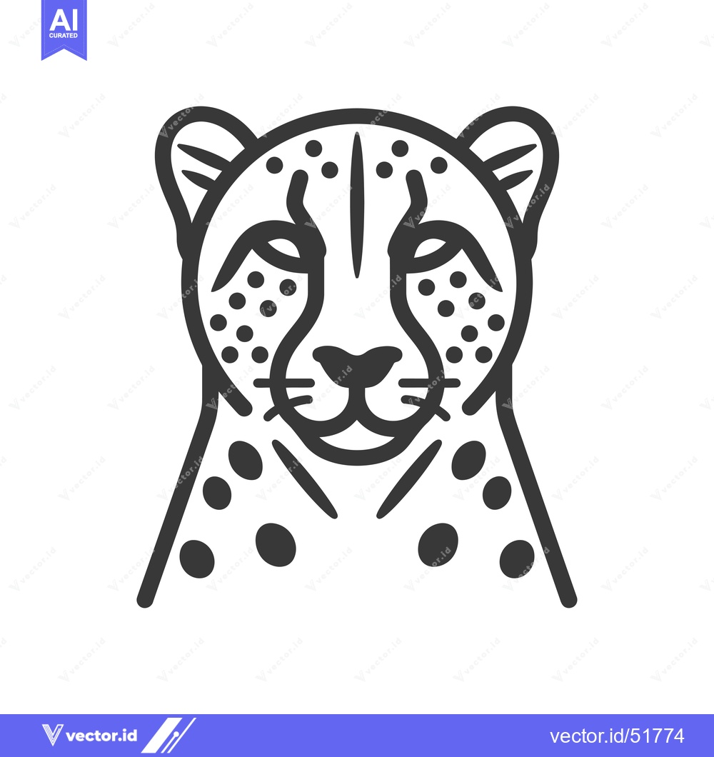 Premium Vector of Line Art Illustration of a Cheetah's Head with Spots