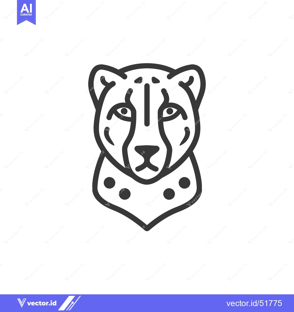 Premium Vector of Line Art Illustration of a Cheetah's Head with Spots