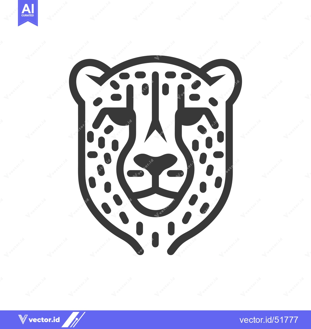 Premium Vector of Line Art Illustration of a Cheetah's Head with Spots
