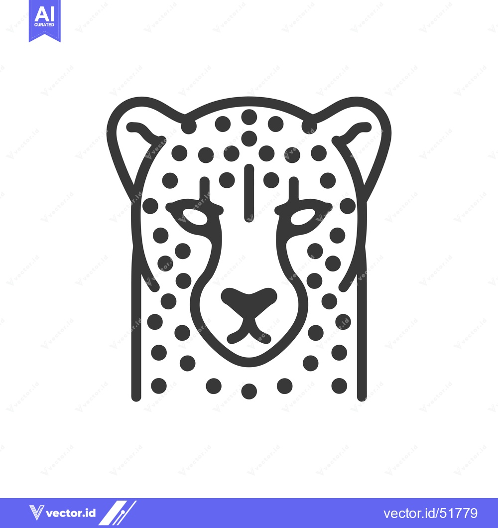 Premium Vector dari Line art illustration of a cheetah's head with spots
