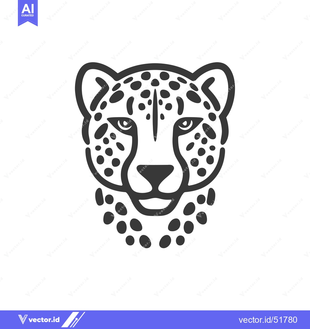 Premium Vector of Line Art Illustration of a Cheetah's Head with Spots