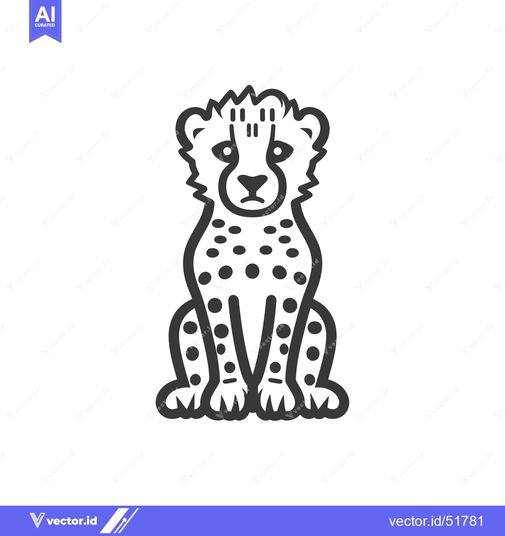 Premium Vector of Line Art Illustration of a Cheetah Sitting