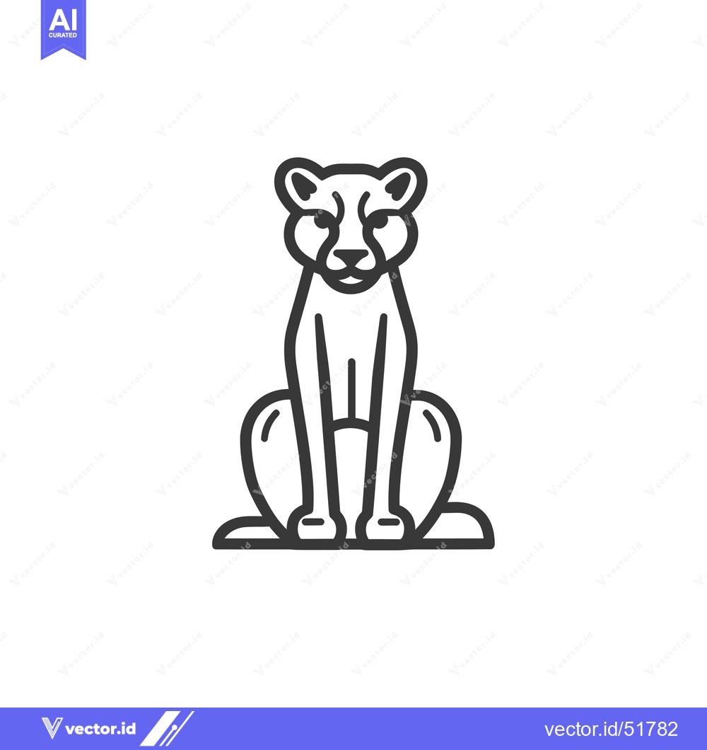 Premium Vector dari Line art illustration of a cheetah sitting