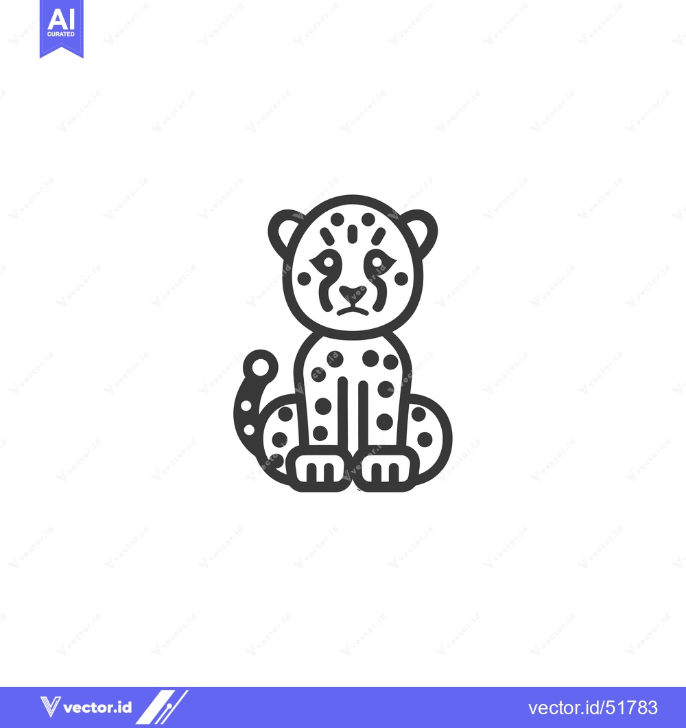 Premium Vector dari Line art illustration of a cheetah sitting down