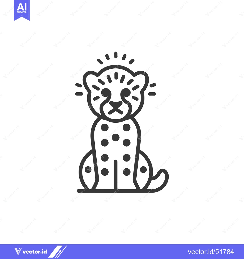 Premium Vector of Line Art Illustration of a Cheetah Sitting with Spots