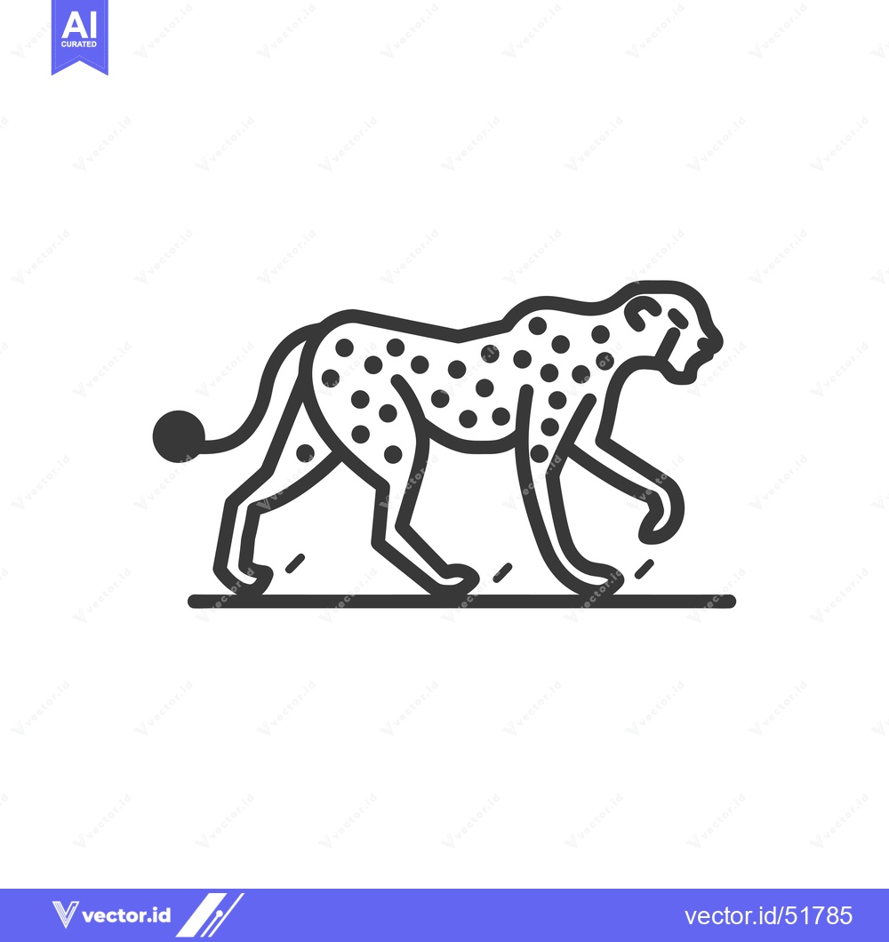 Premium Vector dari Line Art Illustration of a Cheetah Walking