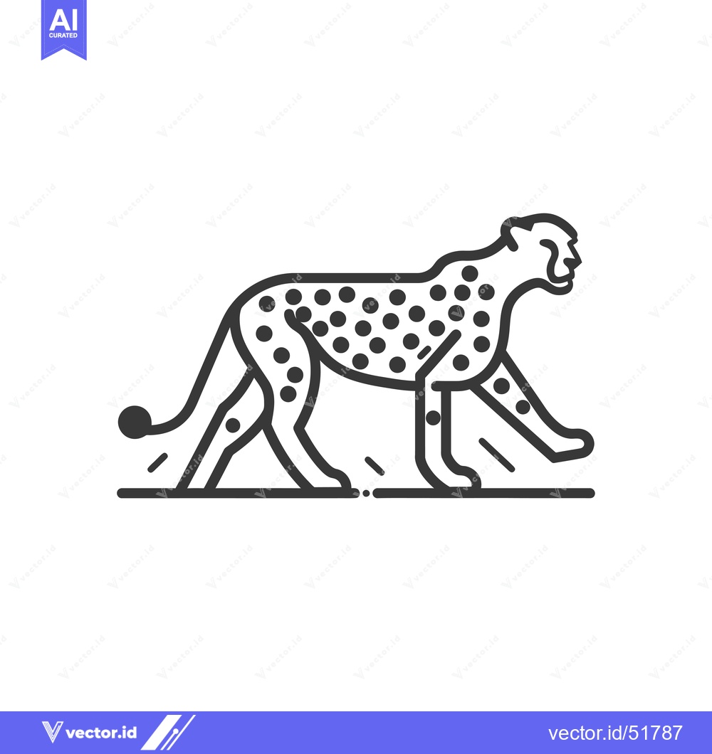 Premium Vector dari Line Art Illustration of a Cheetah Walking