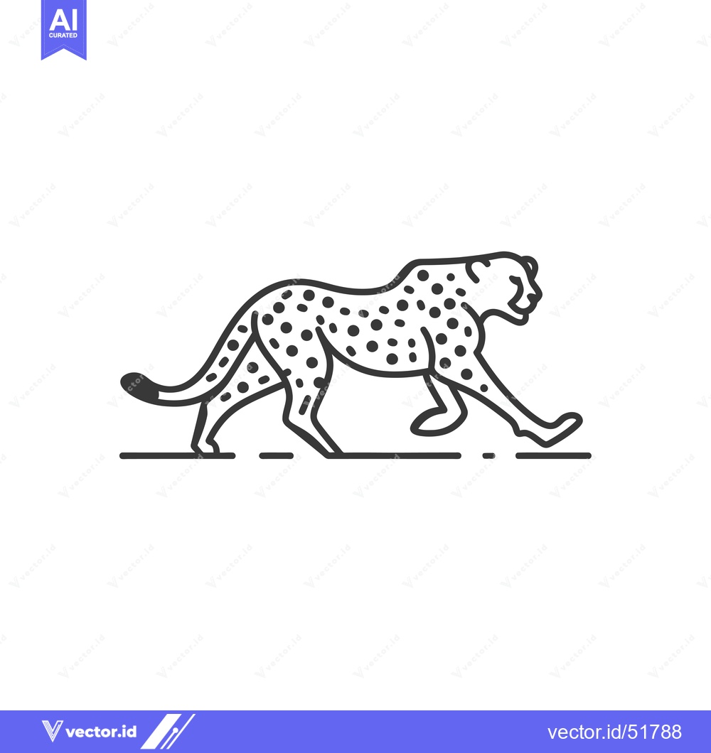 Premium Vector dari Line art illustration of a cheetah walking