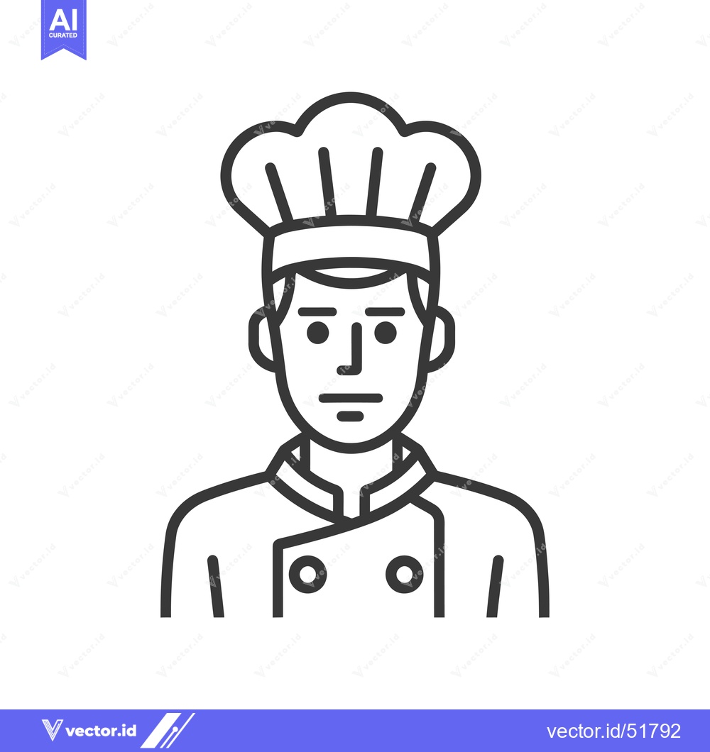 Premium Vector dari Line Art Illustration of a Chef Wearing a Hat