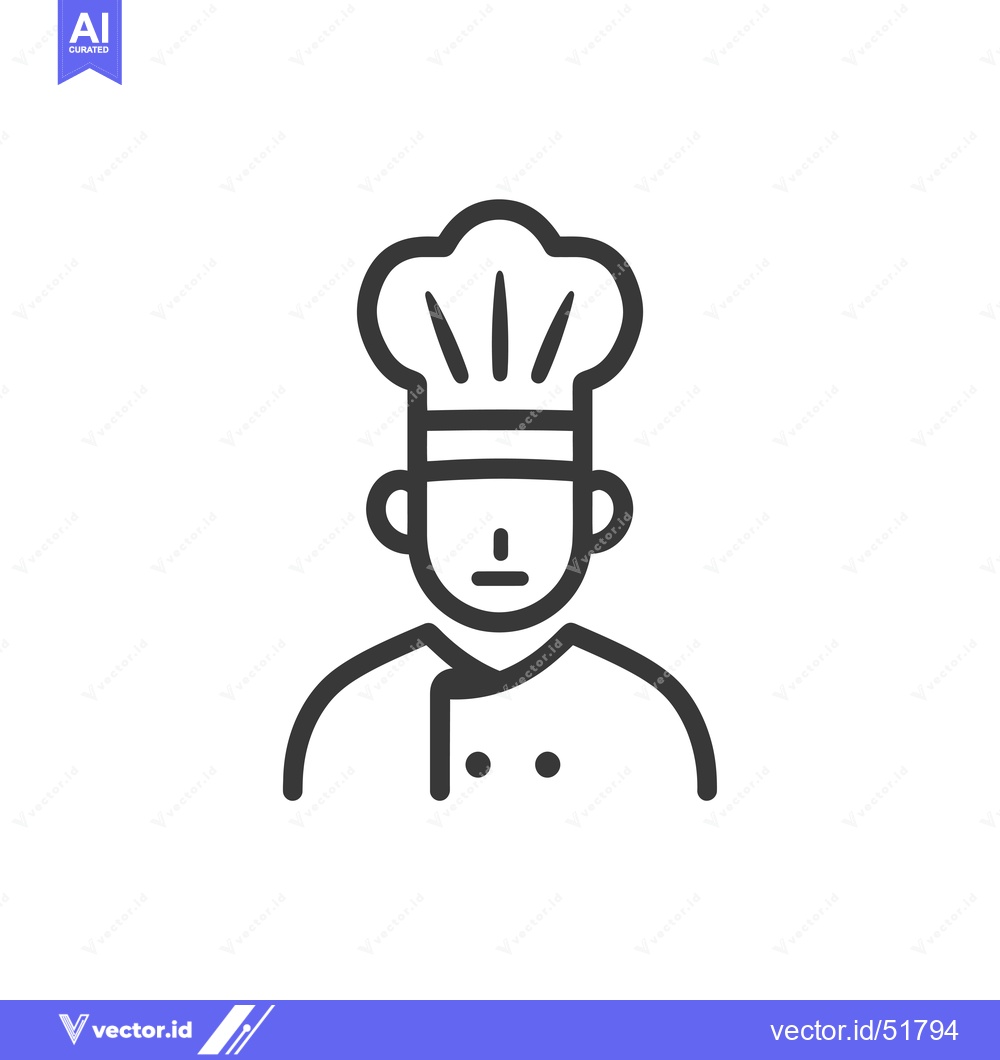 Premium Vector dari Line Art Illustration of a Chef Wearing a Hat