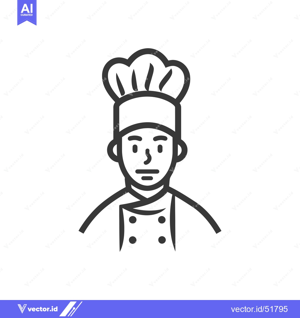 Premium Vector dari Line Art Illustration of a Chef Wearing a Hat