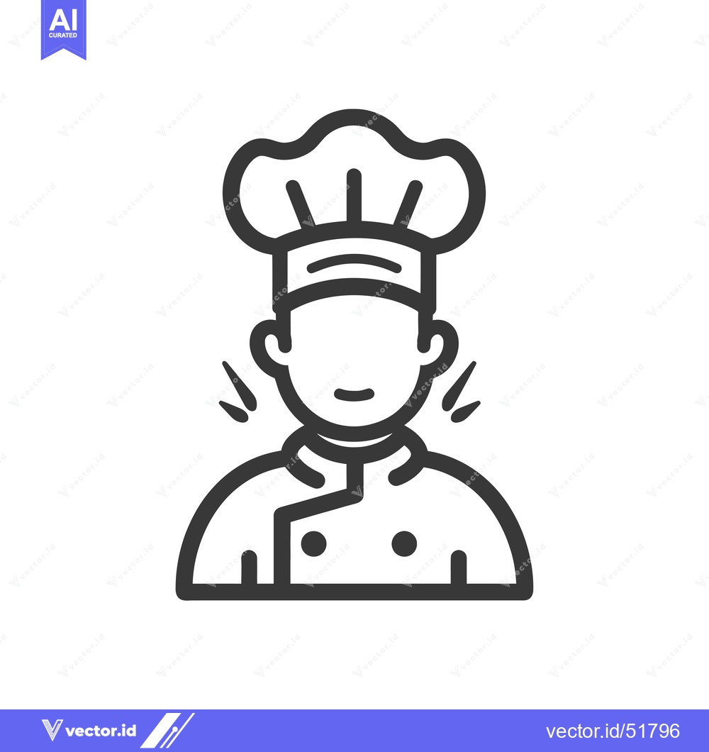 Premium Vector dari Line Art Illustration of a Chef Wearing a Hat