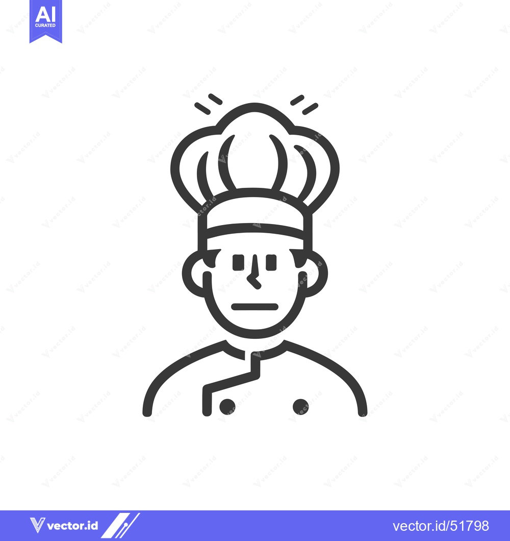Premium Vector dari Line Art Illustration of a Chef Wearing a Hat
