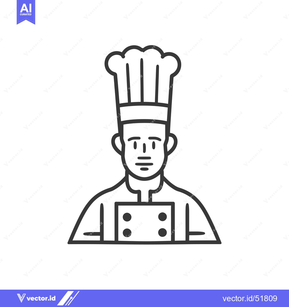 Premium Vector dari Line Art Illustration of a Chef Wearing a Toque