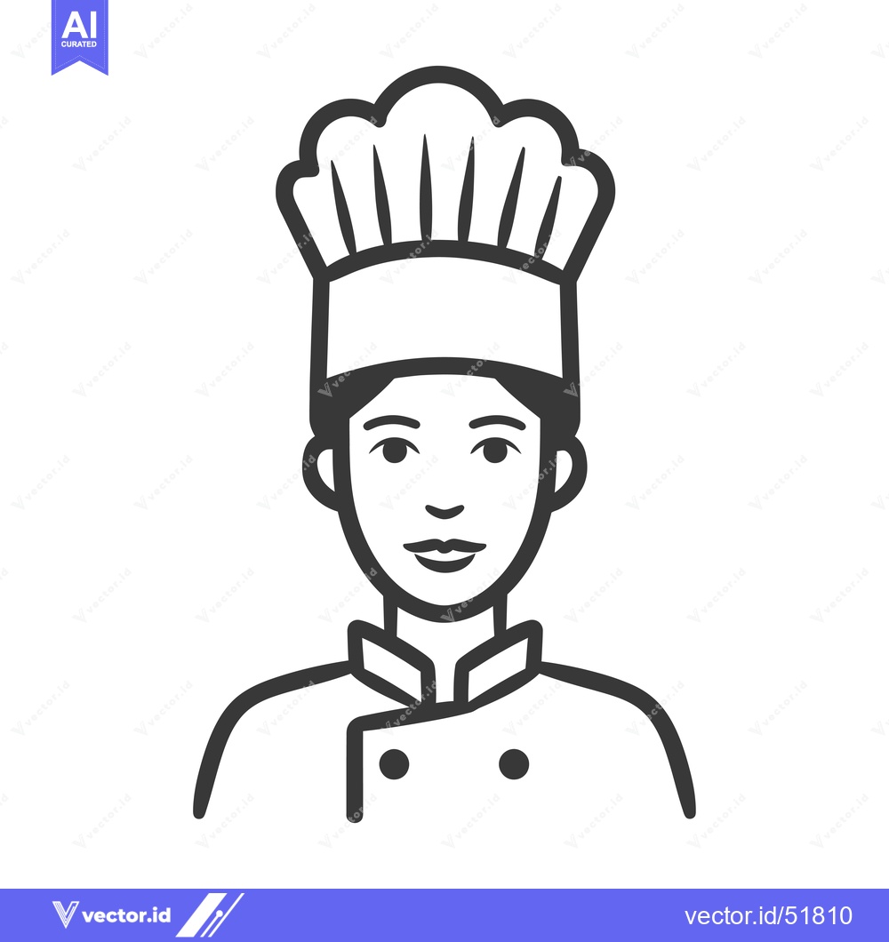 Premium Vector dari Line Art Illustration of a Chef Wearing a Toque