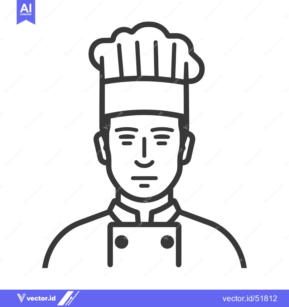 Premium Vector dari Line Art Illustration of a Chef with a Hat