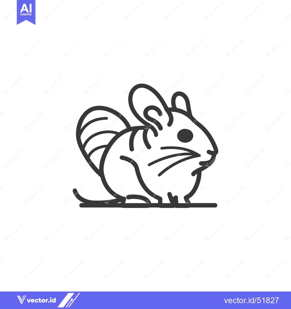 Premium Vector of Line art illustration of a chinchilla sitting on its haunches