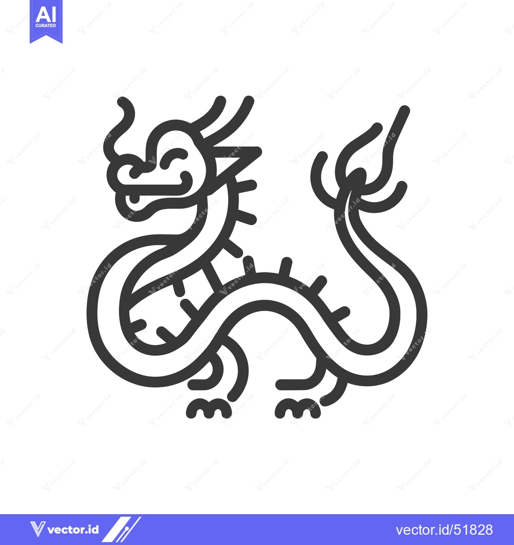 Premium Vector dari Line art illustration of a Chinese dragon