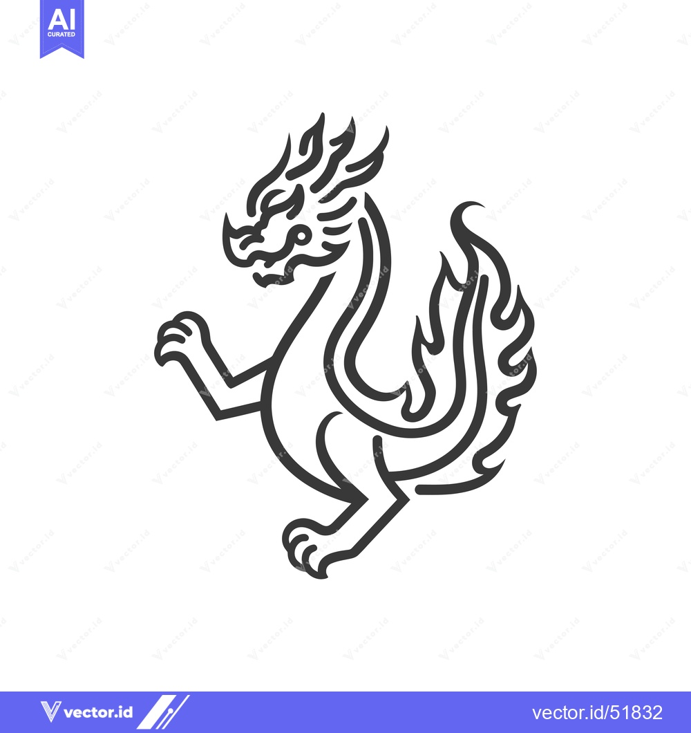 Premium Vector of Line Art Illustration of a Chinese Dragon