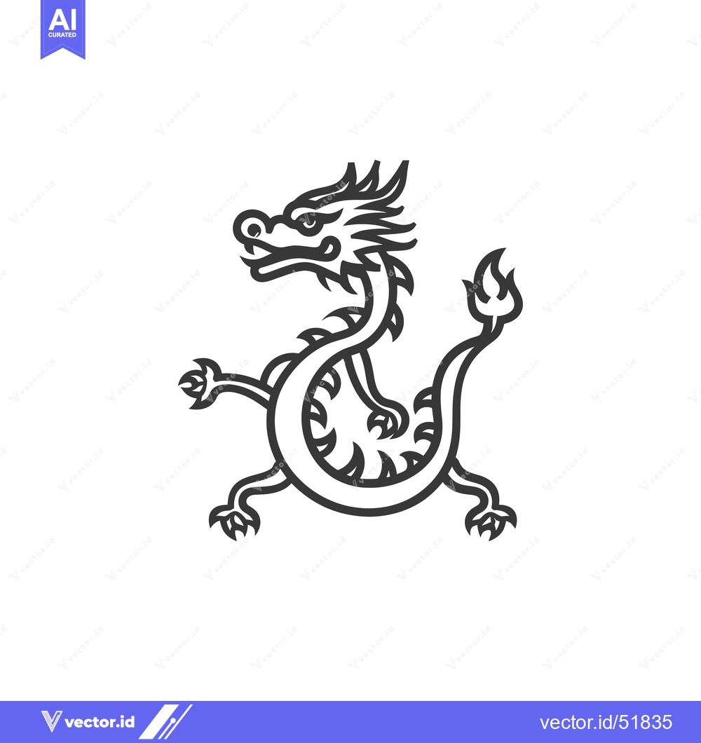 Premium Vector dari Line Art Illustration of a Chinese Dragon with Flames