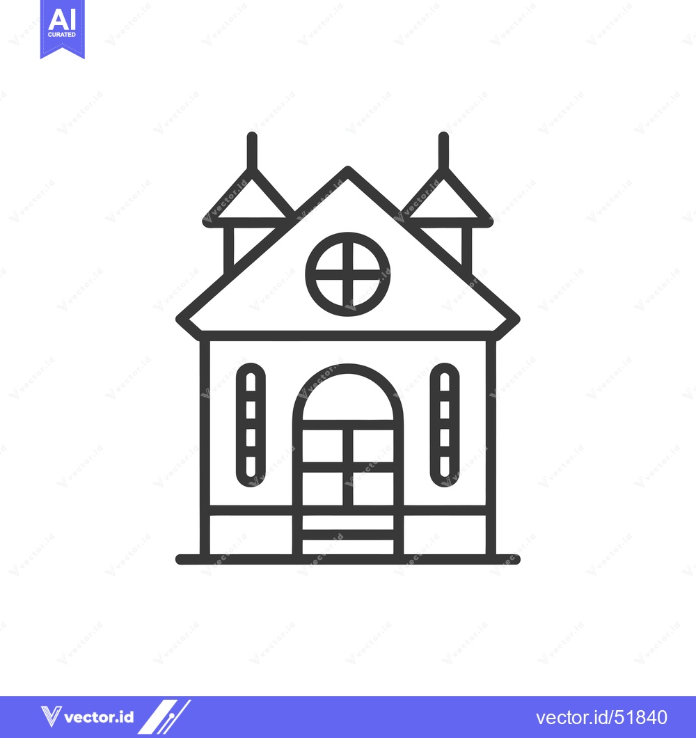 Premium Vector dari Line Art Illustration of a Church Building with a Rounded Roof and a L