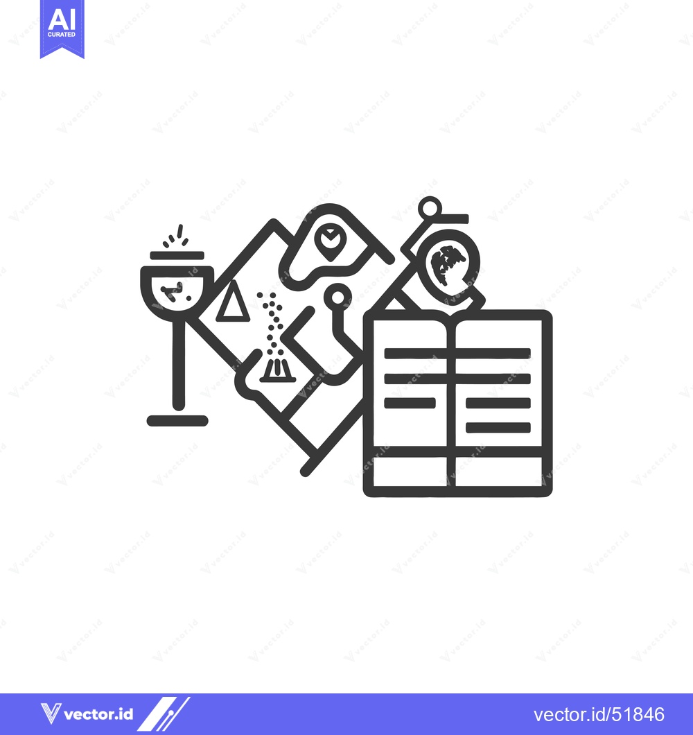 Premium Vector dari Line Art Illustration of a City Map with a Compass, a Book, and a Dest
