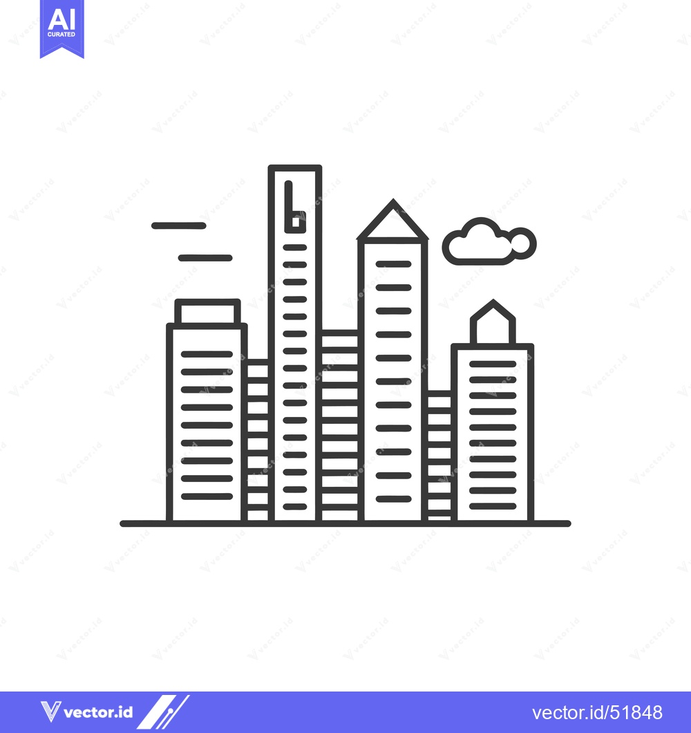 Premium Vector dari Line Art Illustration of a Cityscape with Buildings and a Cloud