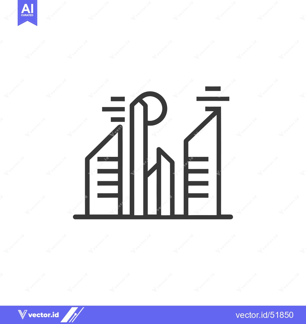 Premium Vector of Line art illustration of a cityscape with skyscrapers and antennas