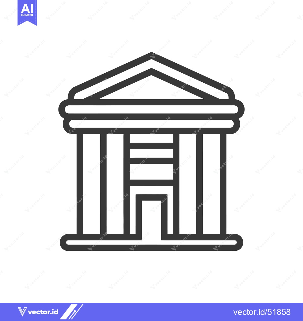 Premium Vector dari Line art illustration of a classical building with a triangular roof