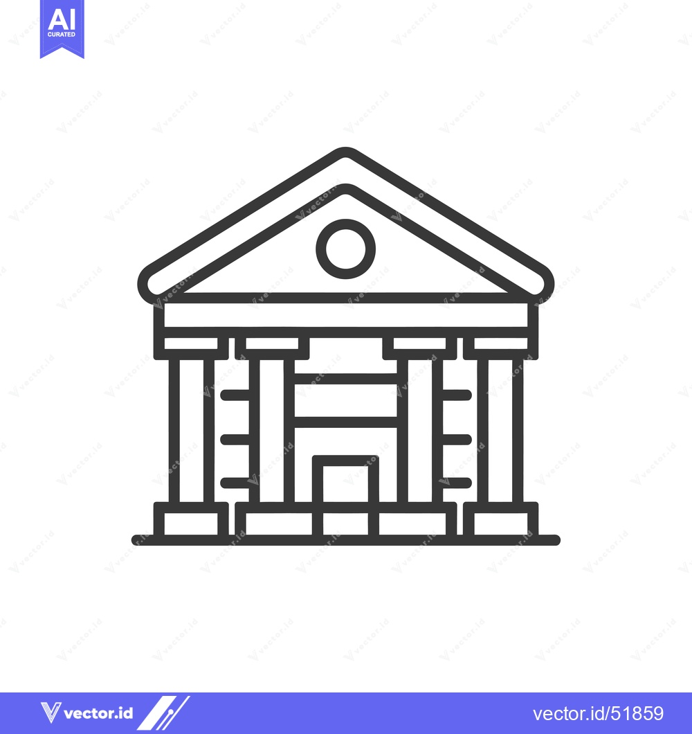 Premium Vector of Line Art Illustration of a Classical Building with Columns