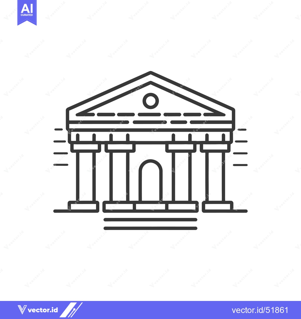 Premium Vector dari Line Art Illustration of a Classic Building with Columns
