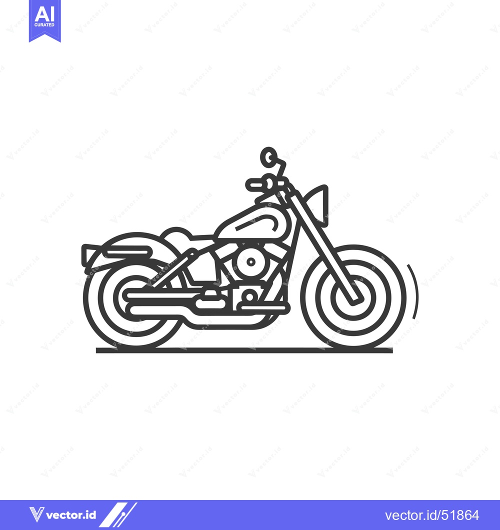 Premium Vector of Line Art Illustration of a Classic Motorcycle