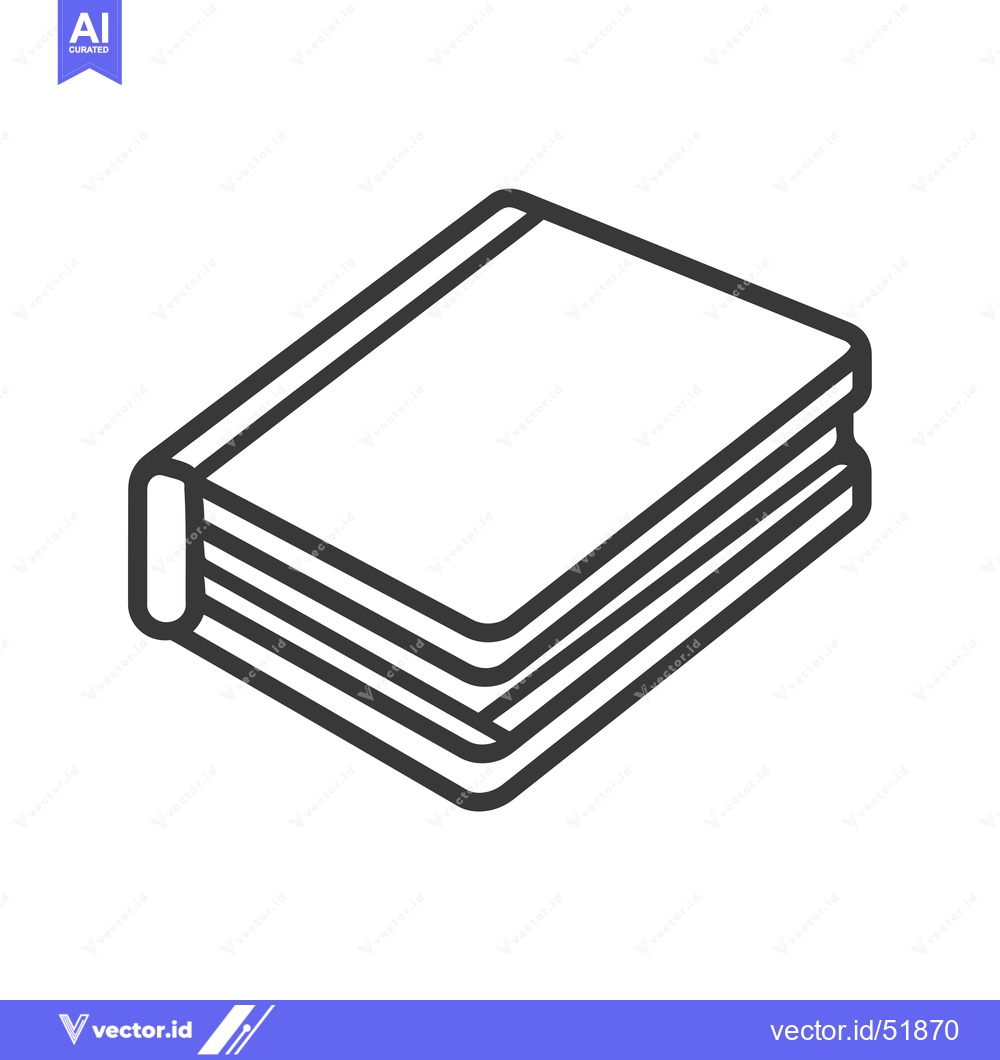 Premium Vector of Line art illustration of a closed book with multiple pages