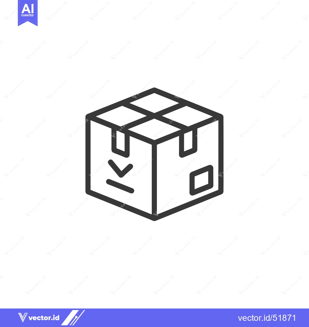 Premium Vector dari Line art illustration of a closed cardboard box