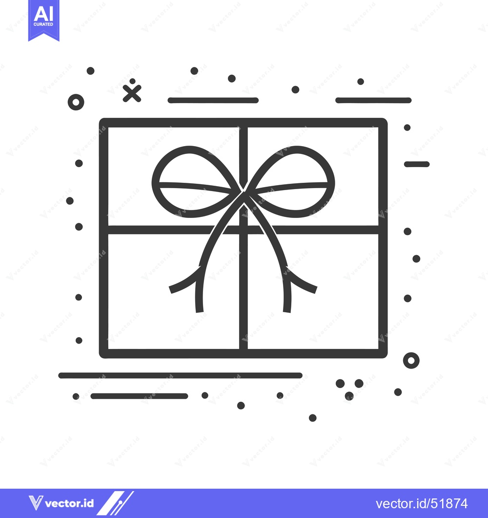 Premium Vector dari Line art illustration of a closed gift box with a bow on top