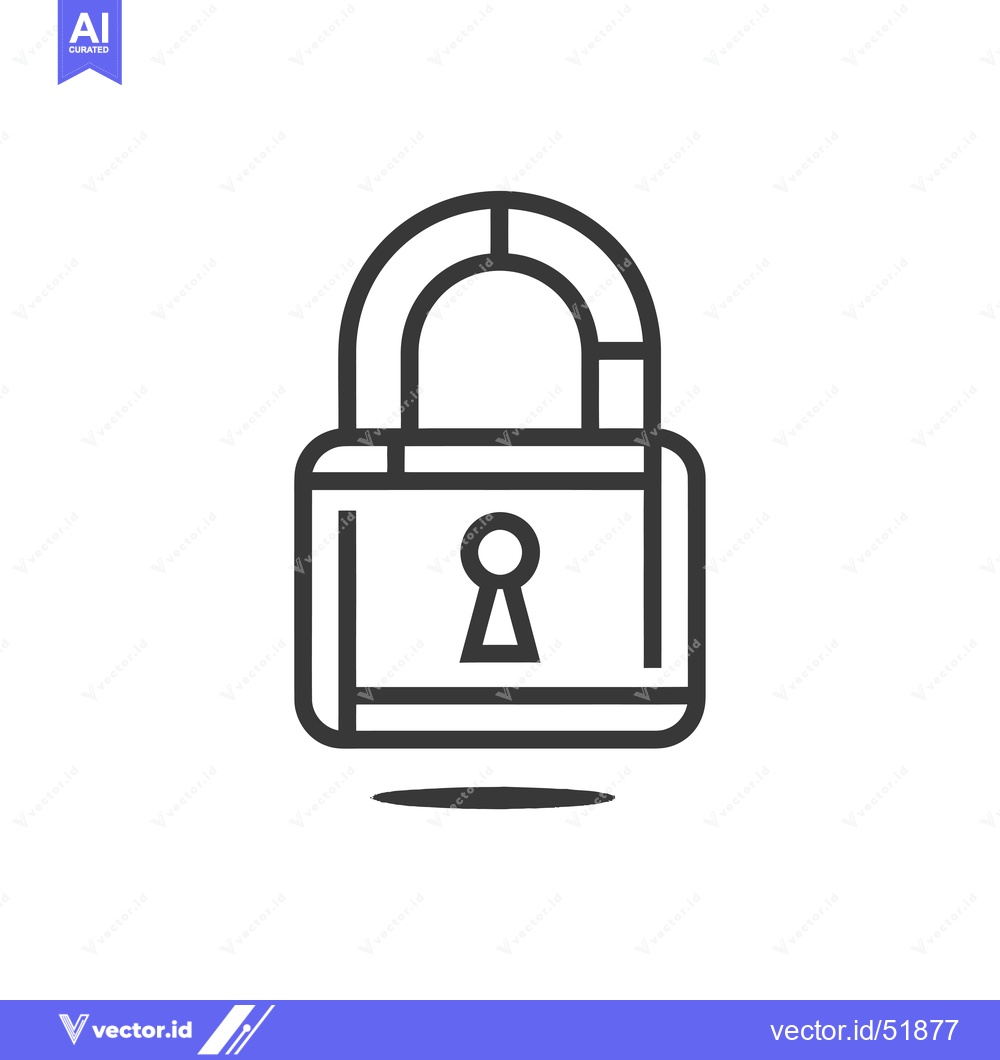 Premium Vector of Line Art Illustration of a Closed Padlock