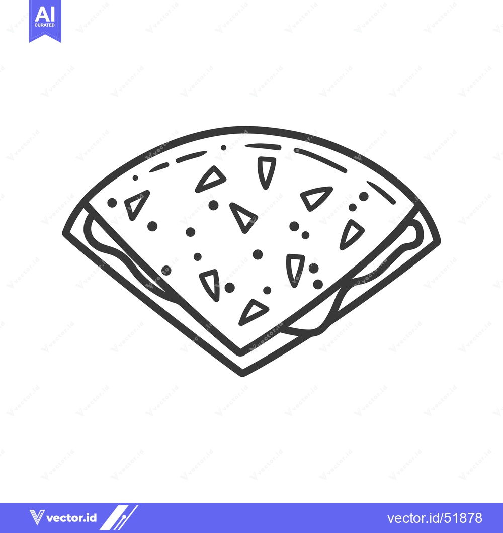 Premium Vector of Line art illustration of a closed sandwich with sesame seeds