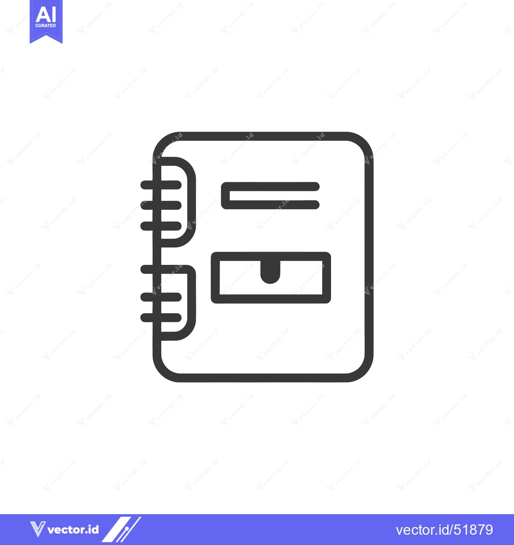 Premium Vector dari Line art illustration of a closed spiral-bound notebook with a single